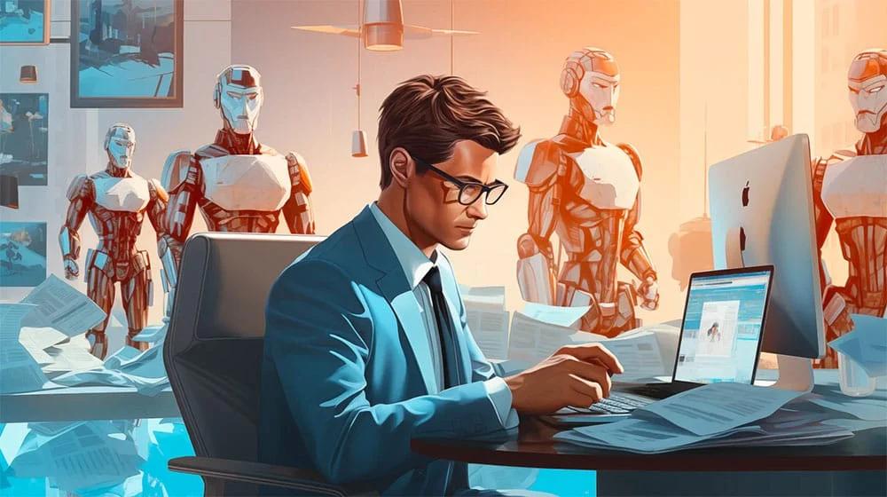 Automated office workflows and digital systems replacing routine white-collar tasks such as data entry, customer support, and bookkeeping—jobs most likely to be replaced by AI.