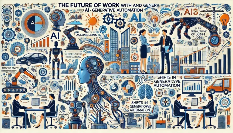 Abstract illustration representing the future of work, showing a human figure facing an AI-driven digital environment symbolizing jobs replaced by artificial intelligence and future-proof careers.